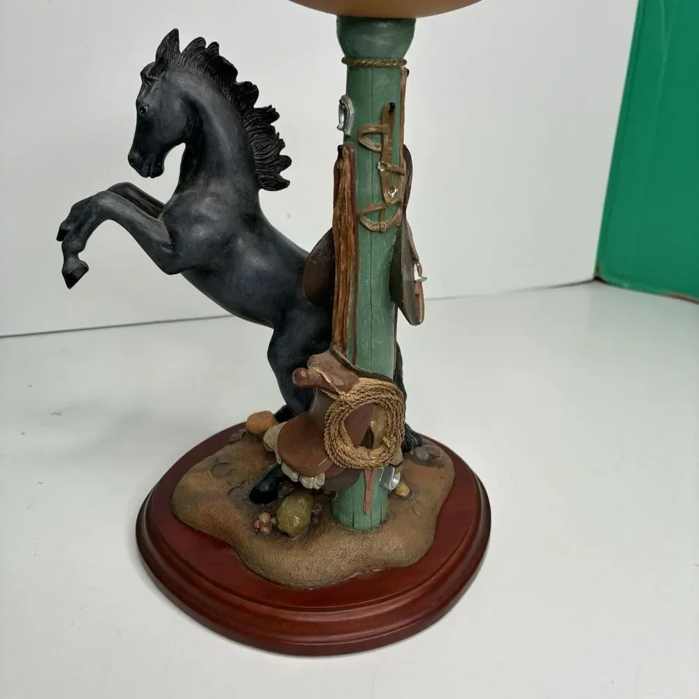 Danbury Mint Noble Black Stallion Candlestick Holder By Gianni Benveuti
